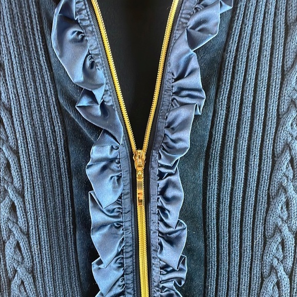 Draper's and Damons Petites Blue Women's Velvet Jacket Small - Picture 3 of 7